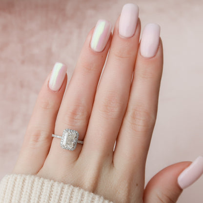 2 CT Radiant Hidden Halo & Pave Moissanite Engagement Ring