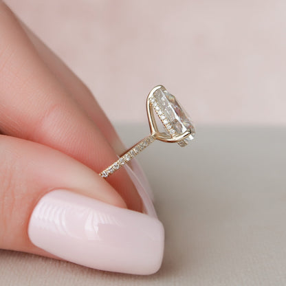 2.5 CT Pear Hidden Halo & Pave Moissanite Engagement Ring