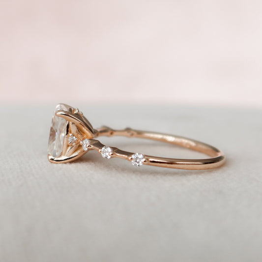 2 CT Elongated Cushion Dainty Pave Moissanite Engagement Ring