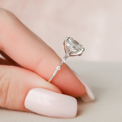 5 CT Elongated Cushion Dainty Pave Moissanite Engagement Ring