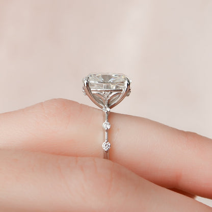 5 CT Elongated Cushion Dainty Pave Moissanite Engagement Ring