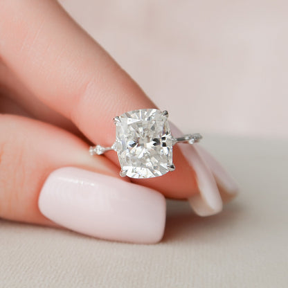 5 CT Elongated Cushion Dainty Pave Moissanite Engagement Ring