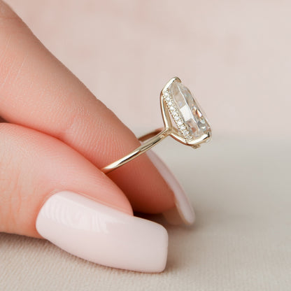 3 CT Pear Hidden Halo Moissanite Engagement Ring