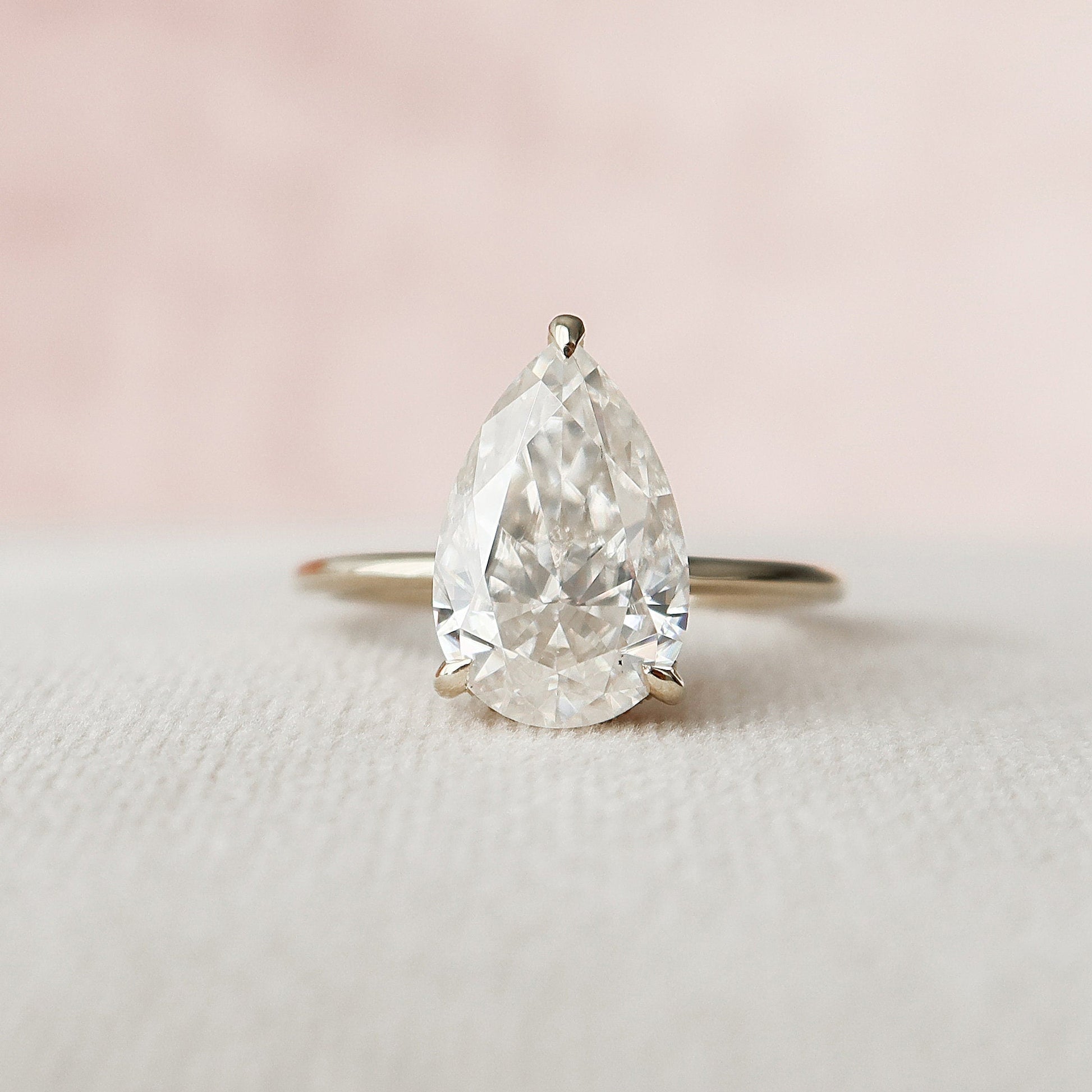 3 CT Pear Hidden Halo Moissanite Engagement Ring