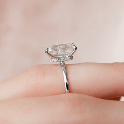 5 CT Emerald Hidden Halo Moissanite Engagement Ring