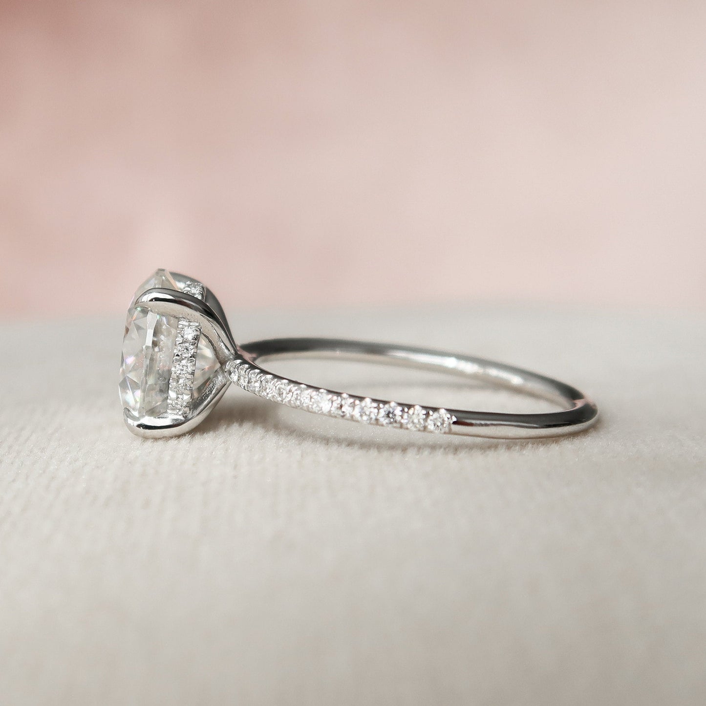 2.5 CT Round Hidden Halo & Pave Moissanite Engagement Ring