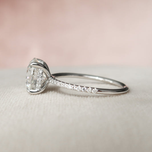 2.5 CT Round Hidden Halo & Pave Moissanite Engagement Ring