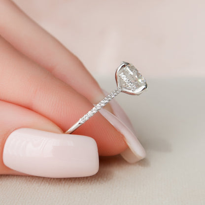 2.5 CT Round Hidden Halo & Pave Moissanite Engagement Ring