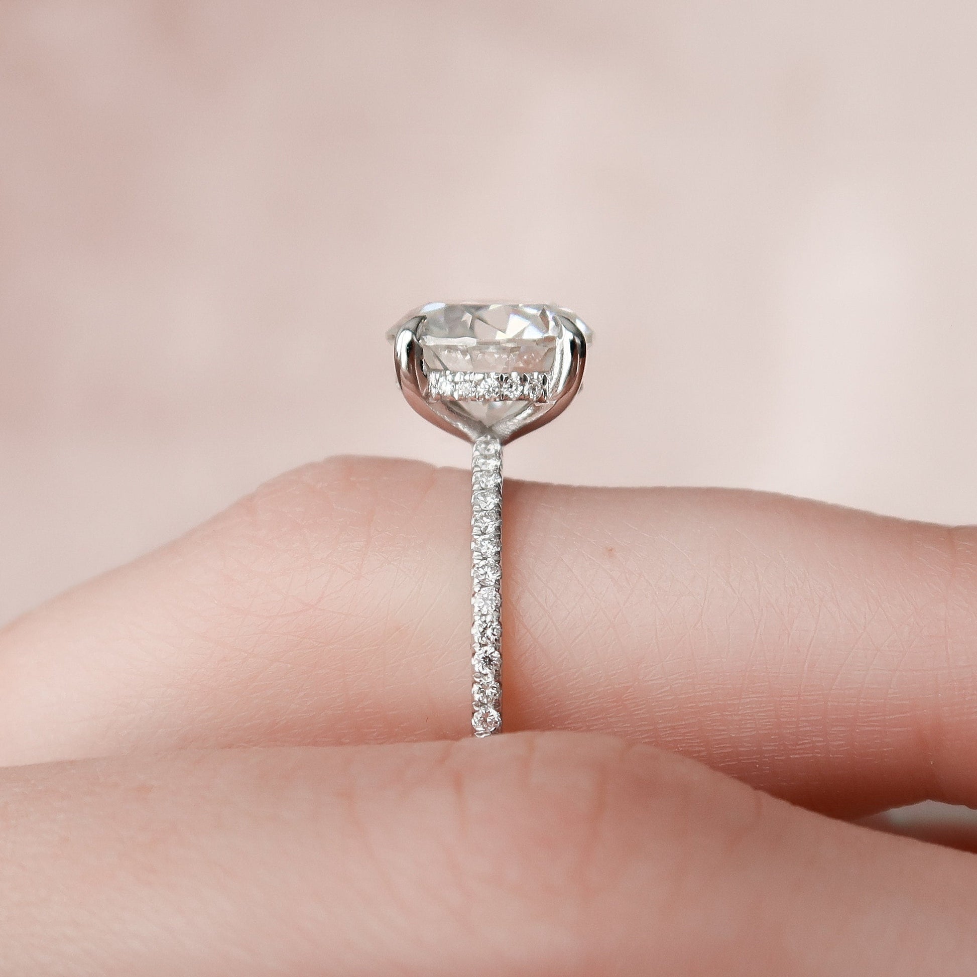 2.5 CT Round Hidden Halo & Pave Moissanite Engagement Ring