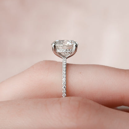 2.5 CT Round Hidden Halo & Pave Moissanite Engagement Ring