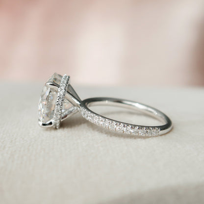 4.5 CT Round Hidden Halo & Pave Moissanite Engagement Ring