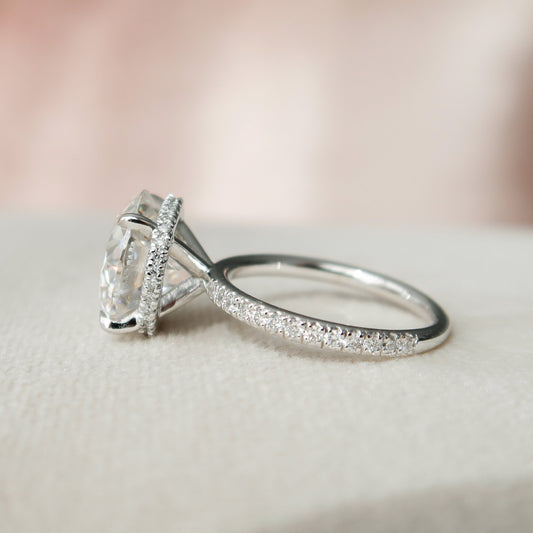 4.5 CT Round Hidden Halo & Pave Moissanite Engagement Ring