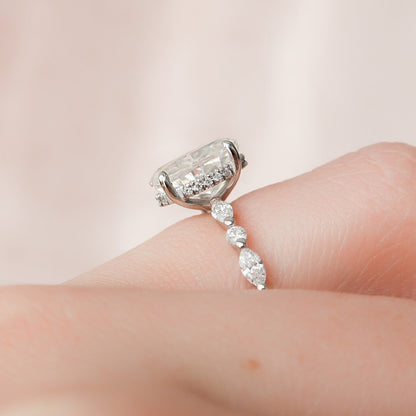 2 CT Oval Hidden Halo & Dainty Pave Moissanite Engagement Ring