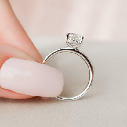 1 CT Cushion Hidden Halo & Pave Moissanite Engagement Ring