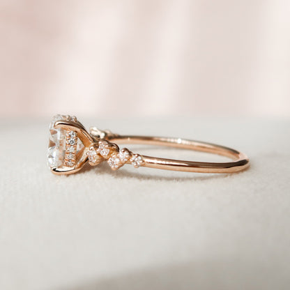 2 CT Round Hidden Halo & Pave Moissanite Engagement Ring