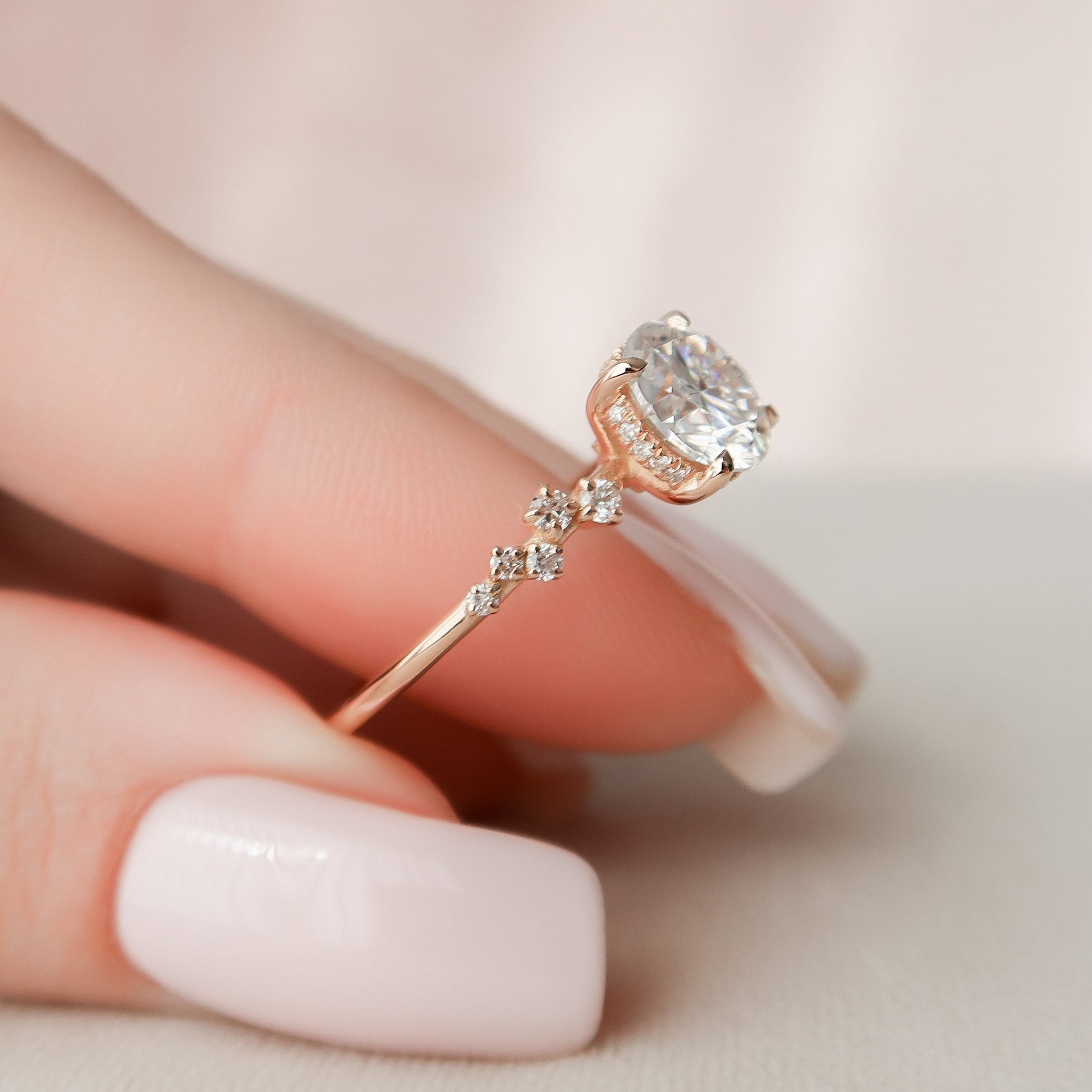 2 CT Round Hidden Halo & Pave Moissanite Engagement Ring