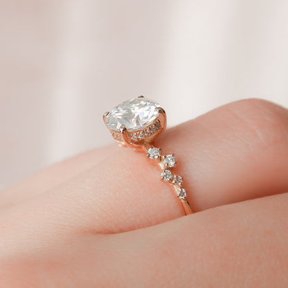 2 CT Round Hidden Halo & Pave Moissanite Engagement Ring