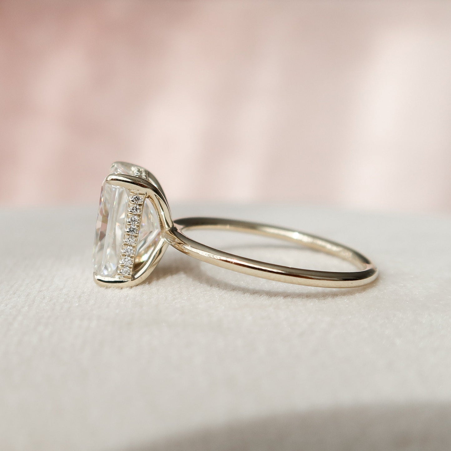 4.5 CT Radiant Hidden Halo Moissanite Engagement Ring