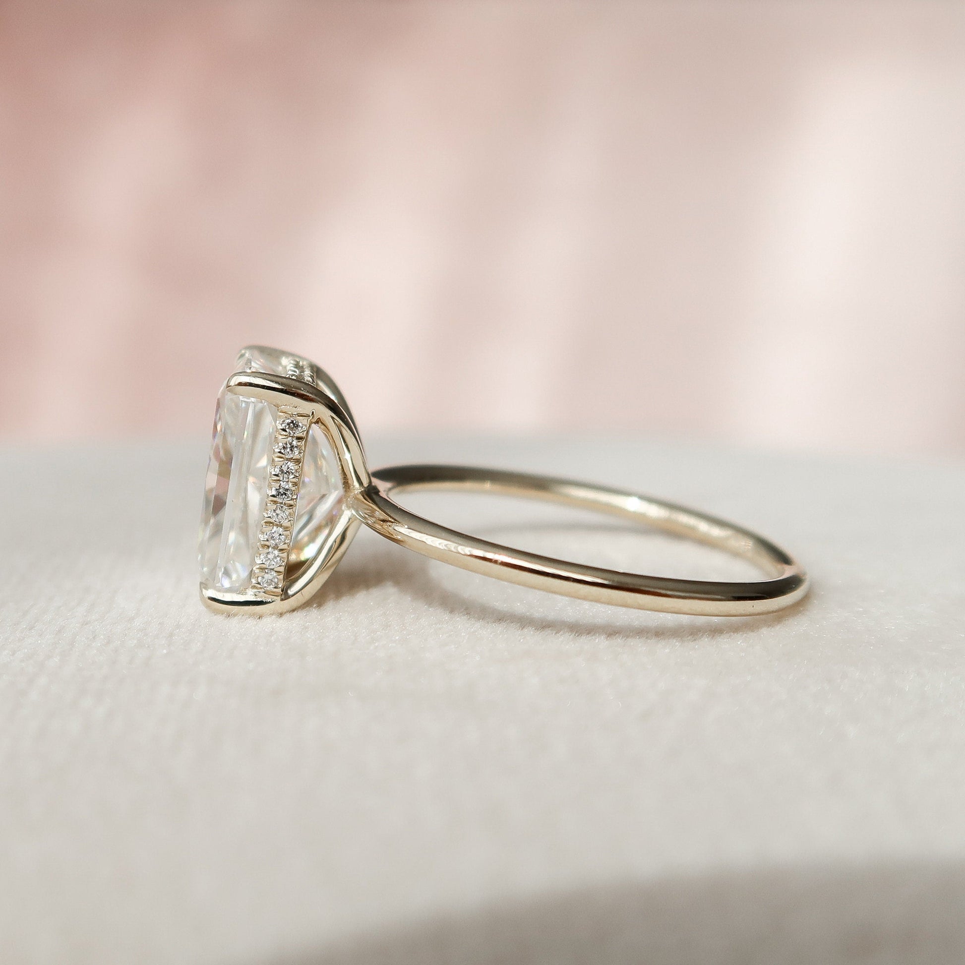 4.5 CT Radiant Hidden Halo Moissanite Engagement Ring
