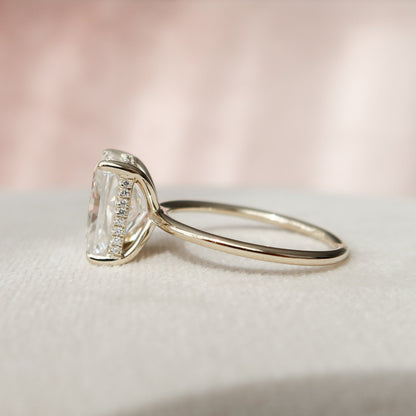 4.5 CT Radiant Hidden Halo Moissanite Engagement Ring