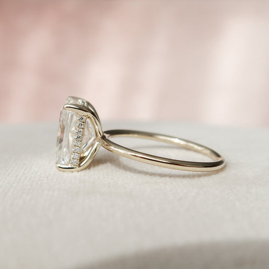 4.5 CT Radiant Hidden Halo Moissanite Engagement Ring