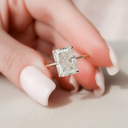 4.5 CT Radiant Hidden Halo Moissanite Engagement Ring