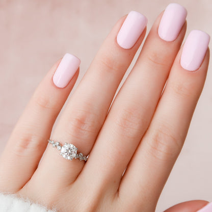 1 CT Round Hidden Halo & Pave Moissanite Engagement Ring