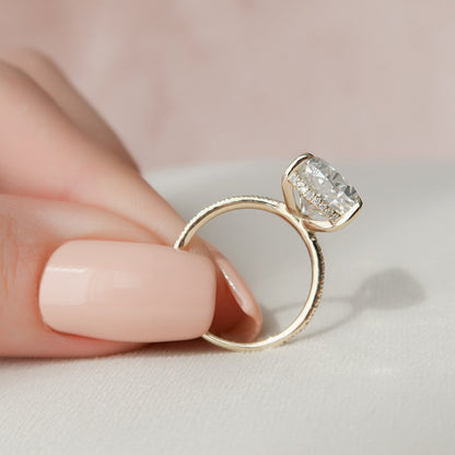 4.5 CT Pear Hidden Halo & Pave Moissanite Engagement Ring