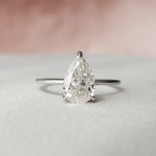 2 CT Pear Hidden Halo Moissanite Engagement Ring