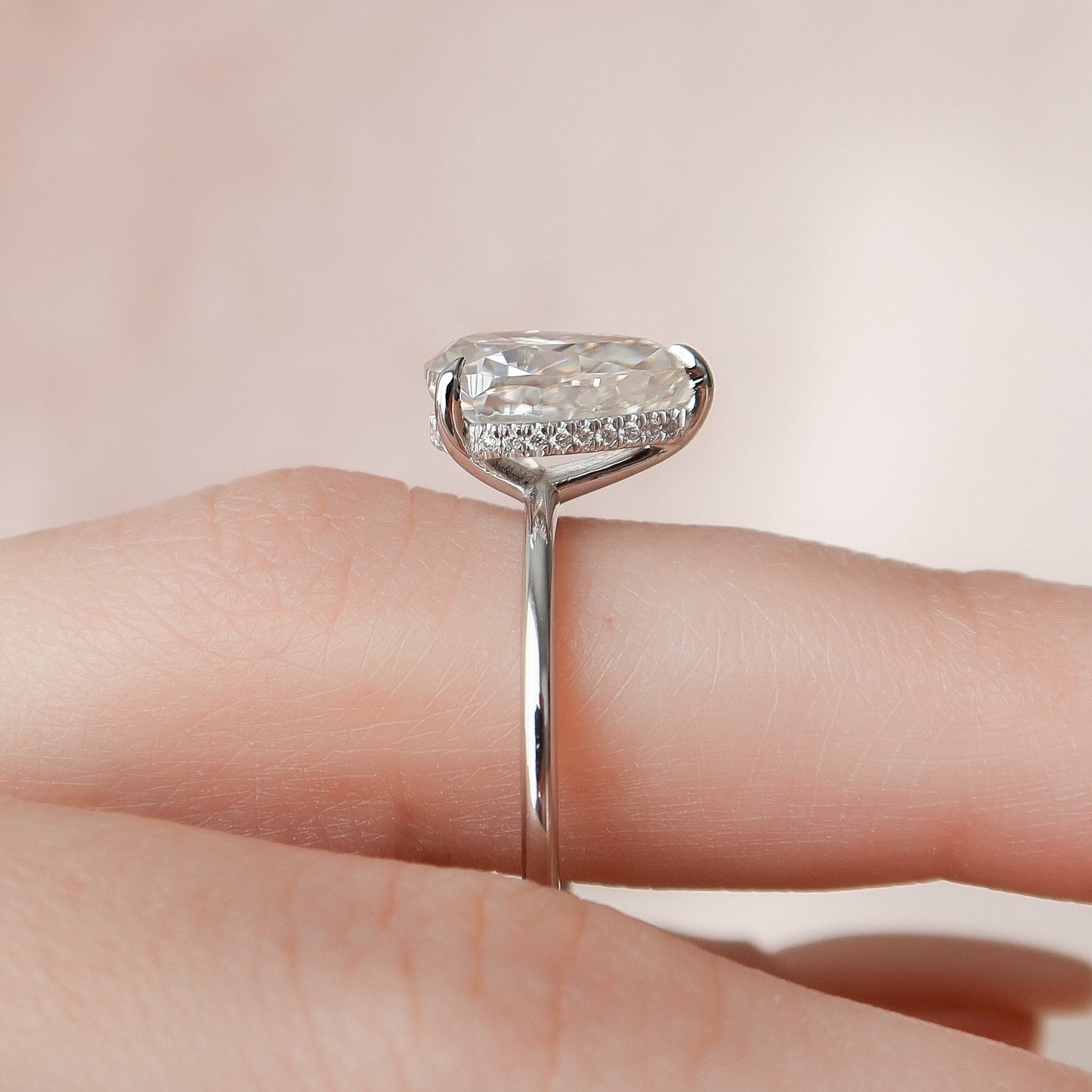 2 CT Pear Hidden Halo Moissanite Engagement Ring