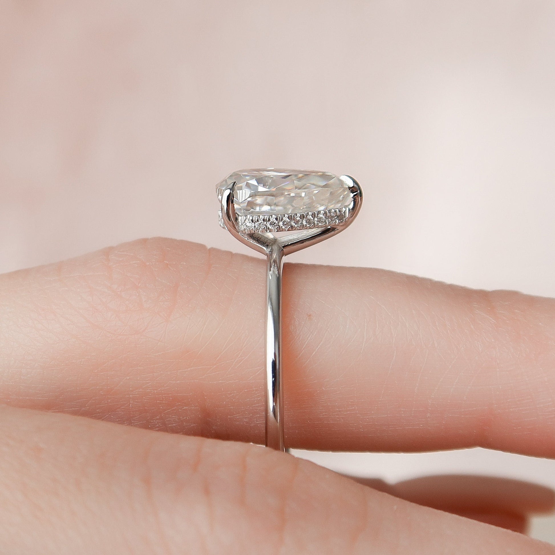 2 CT Pear Hidden Halo Moissanite Engagement Ring