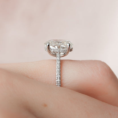 3 CT Oval Hidden Halo & Pave Moissanite Engagement Ring