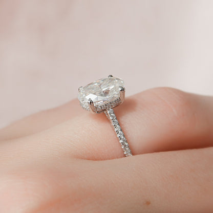 3 CT Oval Hidden Halo & Pave Moissanite Engagement Ring