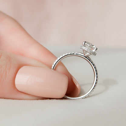 1.5 CT Round Hidden Halo & Pave Moissanite Engagement Ring