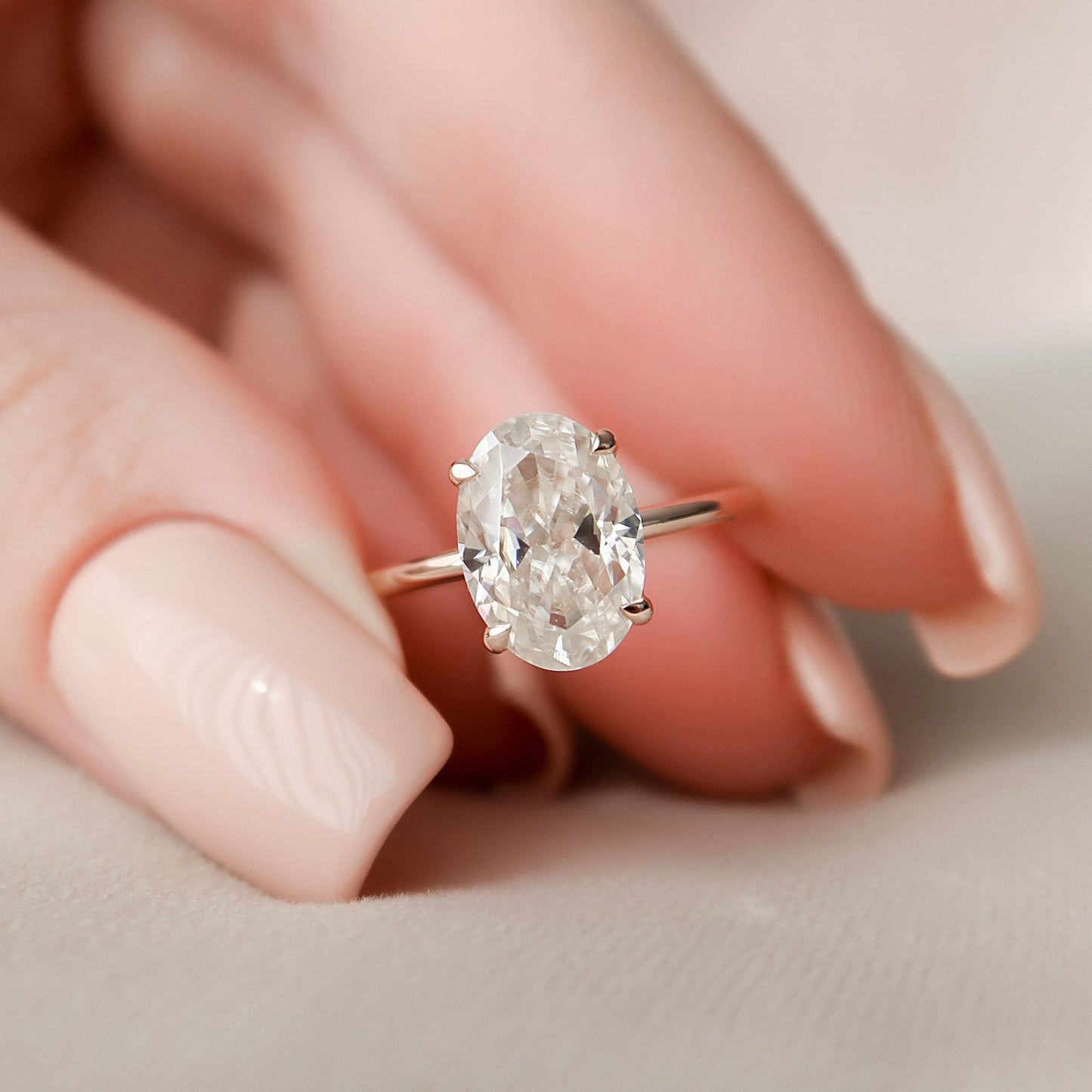2 CT Oval Hidden Halo Moissanite Engagement Ring