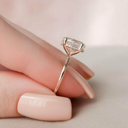 2 CT Oval Hidden Halo Moissanite Engagement Ring