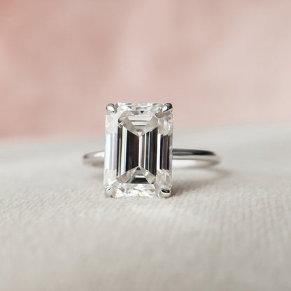 5 CT Emerald Hidden Halo Moissanite Engagement Ring