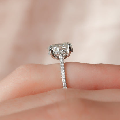 2 CT Oval Hidden Halo & Pave Moissanite Engagement Ring