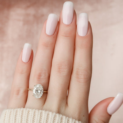 3.5 CT Oval Hidden Halo Moissanite Engagement Ring