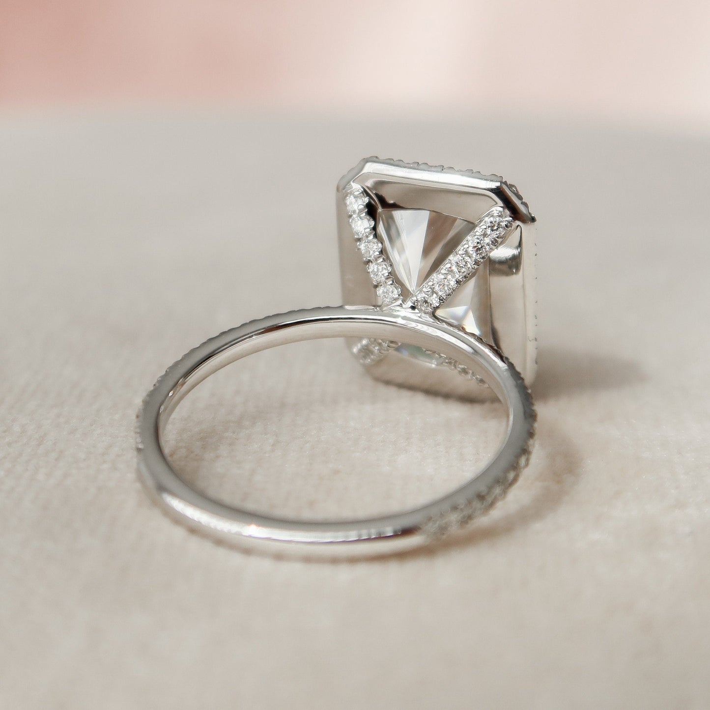 5 CT Radiant Halo & Pave Moissanite Engagement Ring