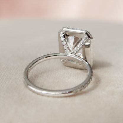 5 CT Radiant Halo & Pave Moissanite Engagement Ring