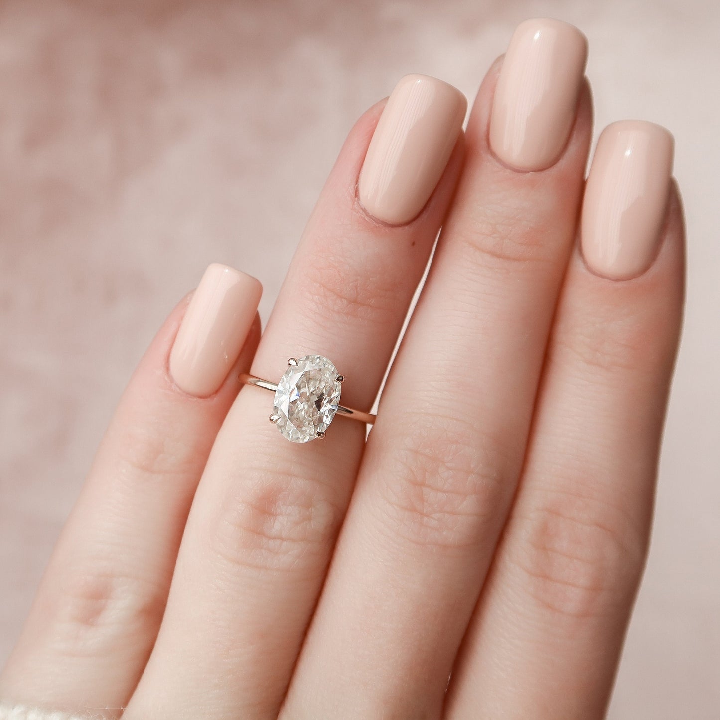 2 CT Oval Hidden Halo Moissanite Engagement Ring