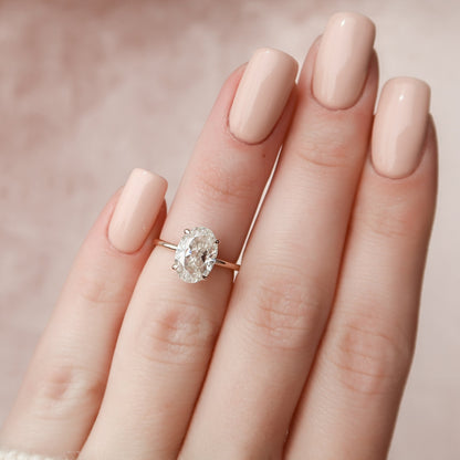 2 CT Oval Hidden Halo Moissanite Engagement Ring