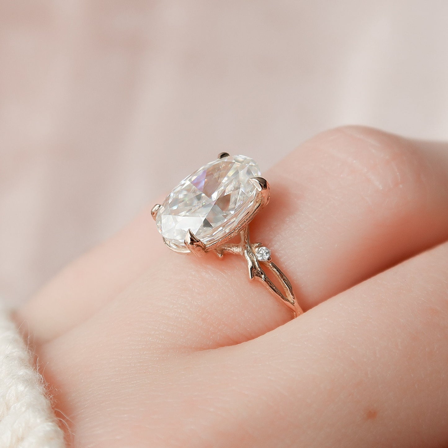 4 CT Oval Dainty Pave Moissanite Engagement Ring