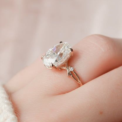 4 CT Oval Dainty Pave Moissanite Engagement Ring