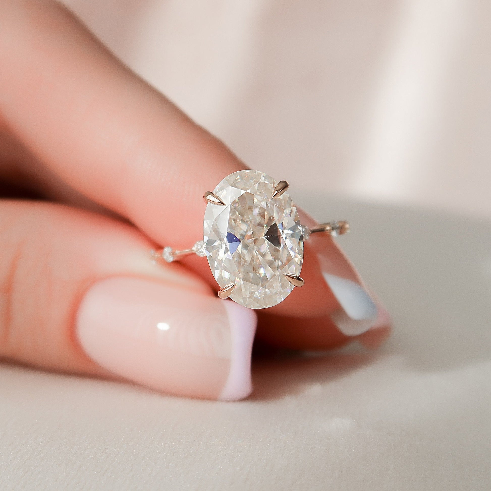 5 CT Oval Dainty Pave Moissanite Engagement Ring