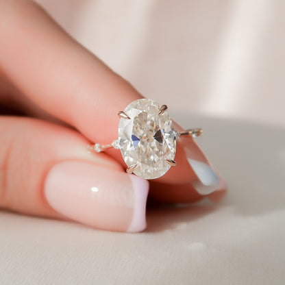 5 CT Oval Dainty Pave Moissanite Engagement Ring