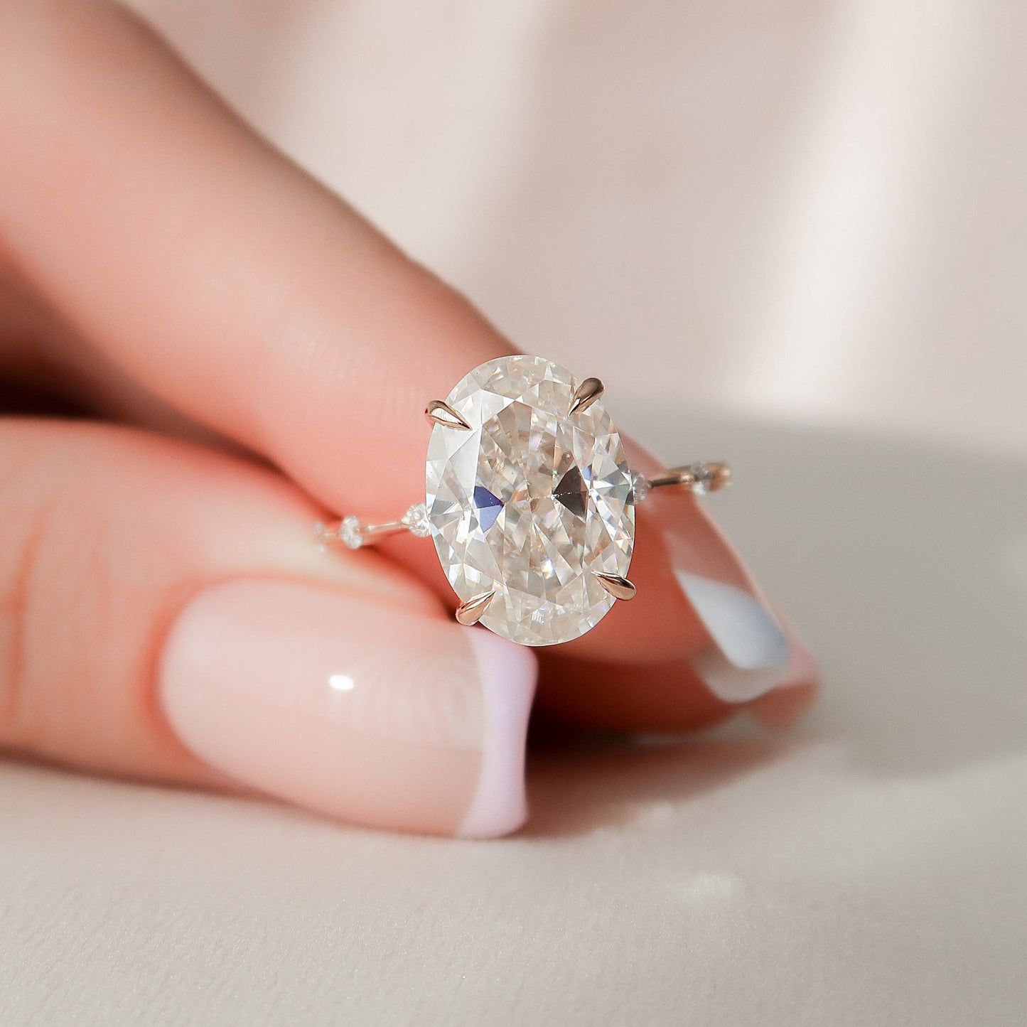 5 CT Oval Dainty Pave Moissanite Engagement Ring