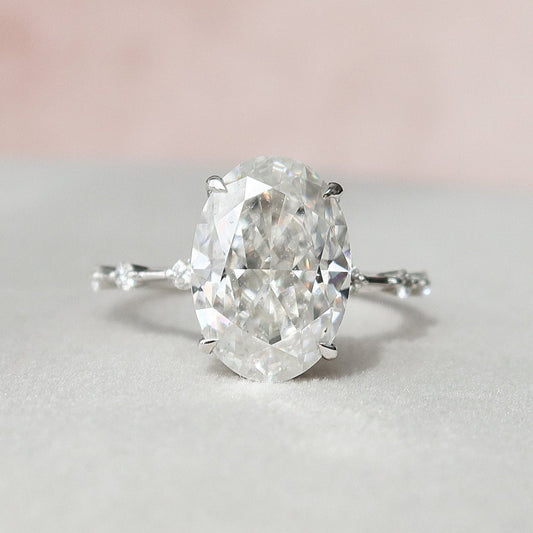 5 CT Oval Dainty Pave Moissanite Engagement Ring