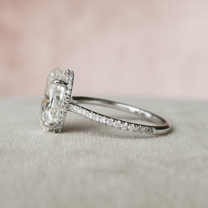 3.5 CT Oval Hidden Halo & Pave Moissanite Engagement Ring